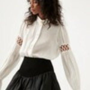 Aje Auguste Frill Cuff Blouse - Ivory - NWT